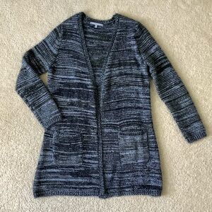 Lemon Tart Space-dyed Eyelash Open Front Cardigan with Pockets Size S
